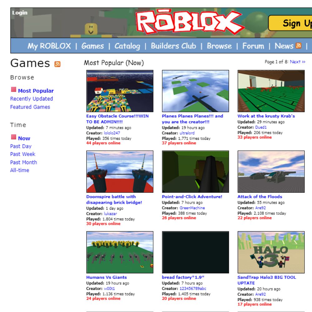 old roblox game tab